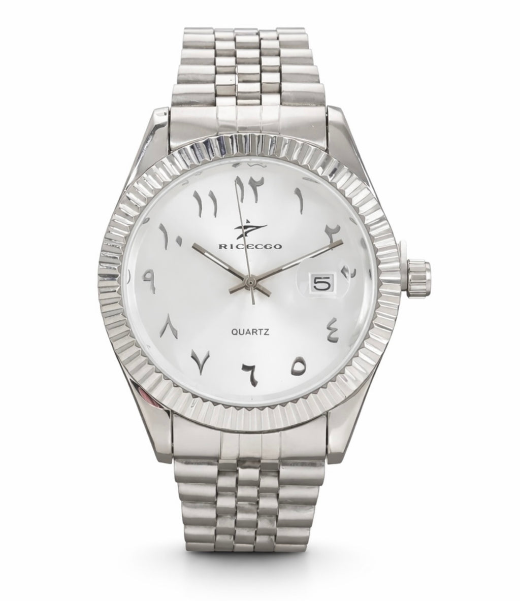 Arabic Watch – Quartzmen - gris/noir/blanc/bleu/argent/blanc2